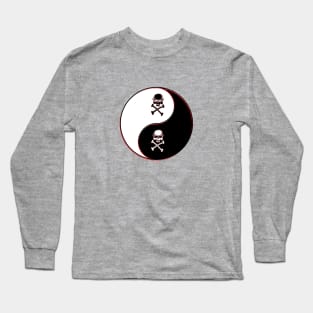 yin yang balance harmony design eastern philosophy skull Long Sleeve T-Shirt